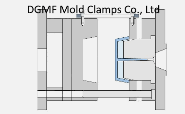 4. Injection mold with a fixed mold setting and ejection mechanism