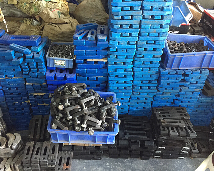 A large stock inventory of mold clamps and mold components