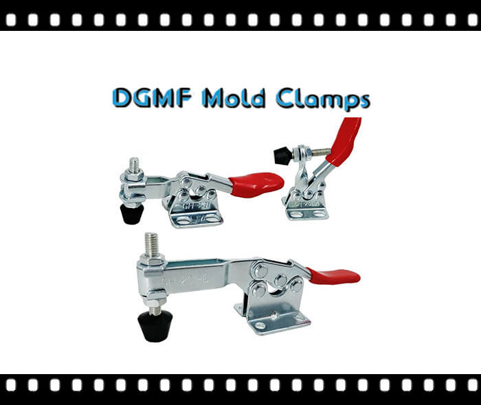 Horizontal acting toggle clamps
