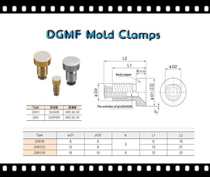 HASCO Standard Z491 Air Valve Specification & Drawing - DGMF Mold Clamps Co., Ltd