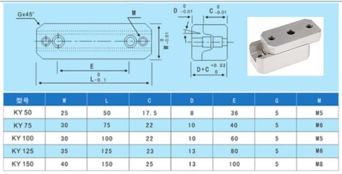 DGMF-Mold-Clamps-053-KY Paring Line Components Top Locks For Injection Molding Machine Specifications and Drawing