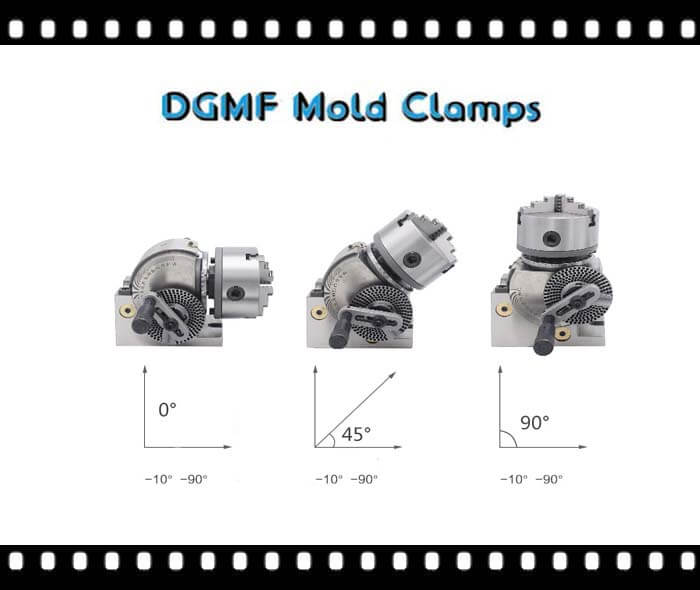 Adjustable head angle of dividing head 0-90 degrees adjustment chart display - DGMF Mold Clamps Co., Ltd
