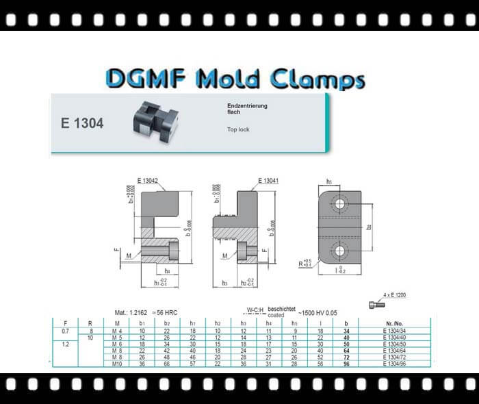 Centring E 1304 Top Lock Specifications - DGMF Mold Clamps Co., Ltd