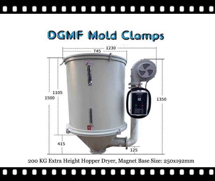 DGMF Mold Clamps Co., Ltd - 200 KG Extra High Hopper Dryer For Injection Molding Machine Drawing