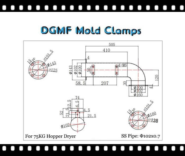 DGMF Mold Clamps Co., Ltd - Injection Molding Machine Hose Pipe For 75KG Hopper Dryer
