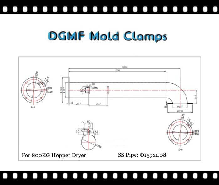 DGMF Mold Clamps Co., Ltd - Injection Molding Machine Hose Pipe For 800 KG Hopper Dryer