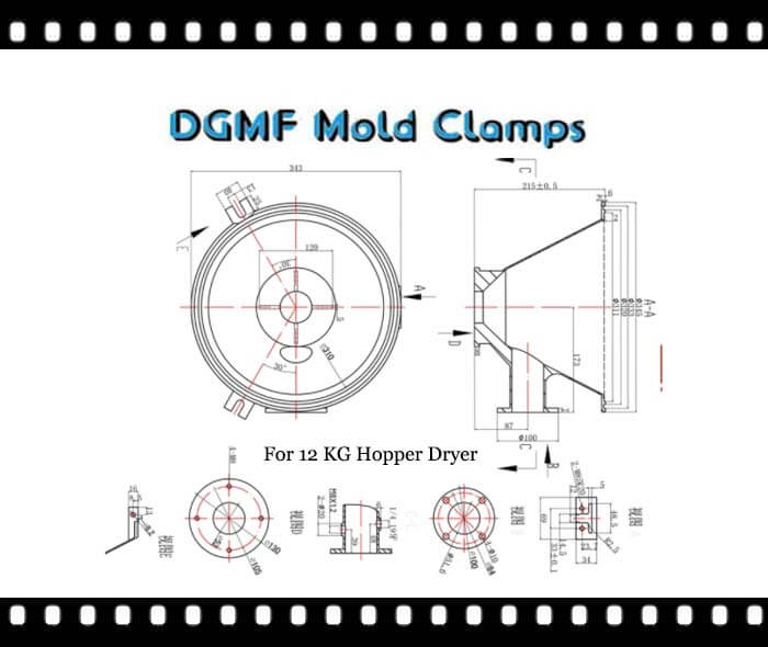 DGMF Mold Clamps Co., Ltd - Shade Separator Aluminum Cone For Hopper Dryer 12 KG Injection Molding Machine Drawing