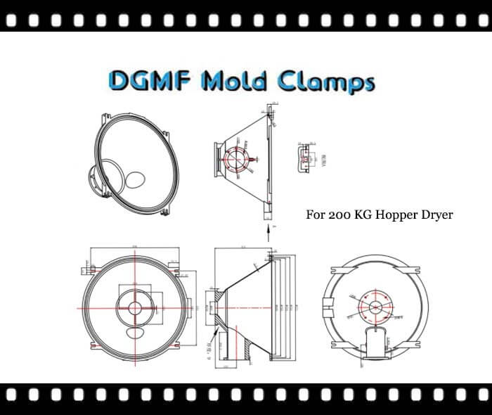 DGMF Mold Clamps Co., Ltd - Shade Separator Aluminum Cone For Hopper Dryer 200 KG Injection Molding Machine Drawing
