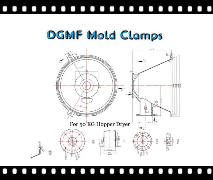 DGMF Mold Clamps Co., Ltd - Shade Separator Aluminum Cone For Hopper Dryer 50 KG Injection Molding Machine Drawing