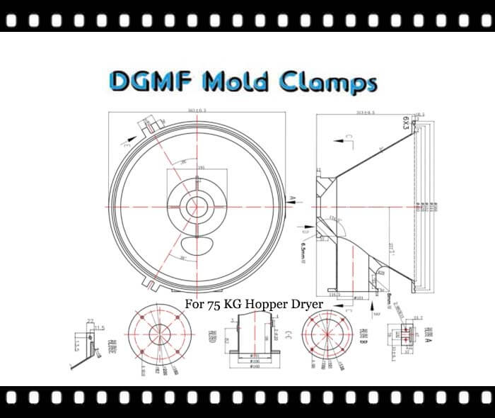 DGMF Mold Clamps Co., Ltd - Shade Separator Aluminum Cone For Hopper Dryer 75 KG Injection Molding Machine Drawing