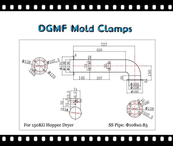 DGMF Mold Clamps Co., ltd - Injection Molding Machine Hose Pipe For 150KG Hopper Dryer