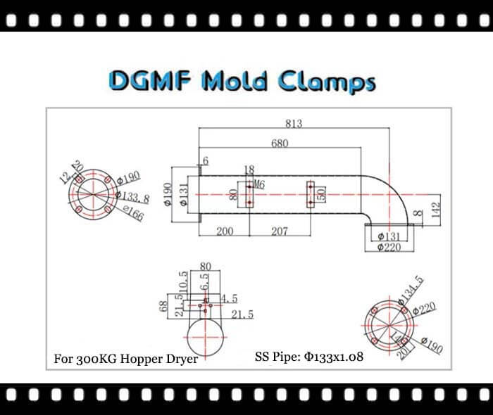 DGMF Mold Clamps Co., ltd - Injection Molding Machine Hose Pipe For 300KG Hopper Dryer