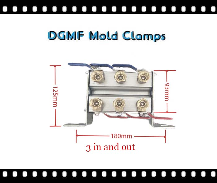 DGMF Mold Clamps Co., Ltd - 3 In and Out 6 Port Mold Cooling Water Parallel Manifold With Valves Drawing