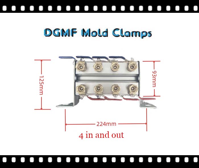 DGMF Mold Clamps Co., Ltd - 4 In and Out 8 Port Mold Cooling Water Parallel Manifold With Valves Drawing